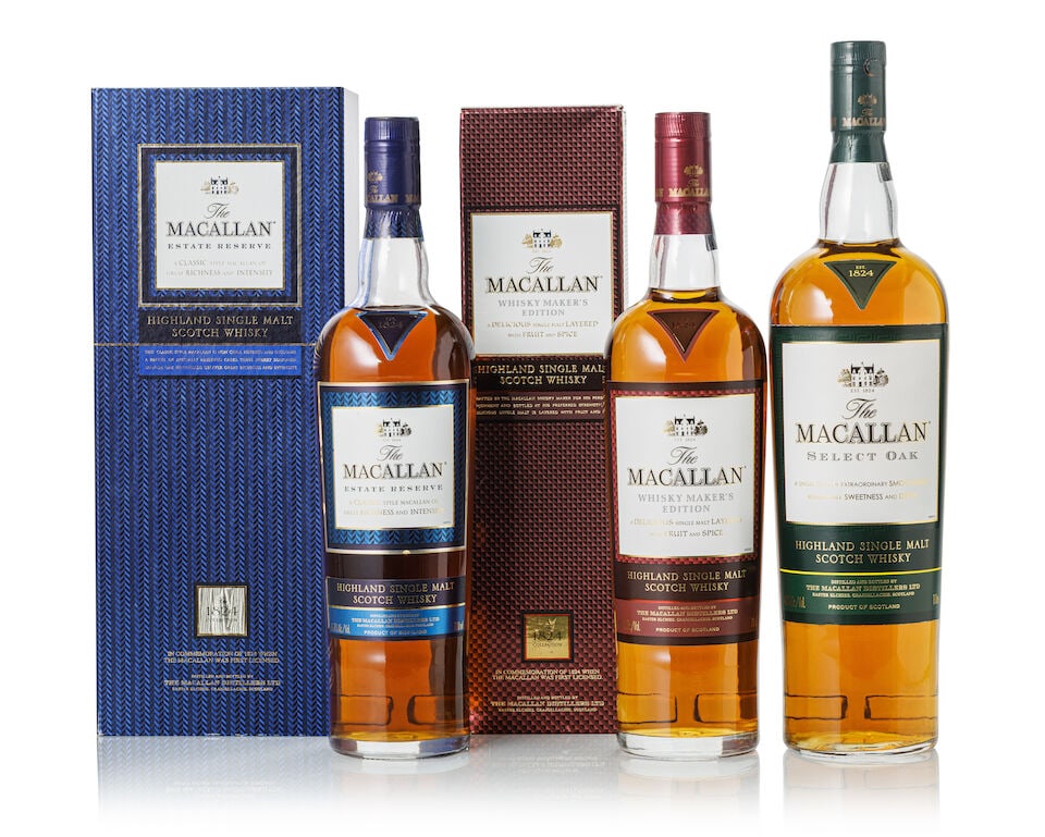 The Macallan Estate Reserve (1x 700ml) The Macallan Select Oak (1x 1000ml) The Macallan Whisky M...: The Macallan Estate Reserve (1x 700ml) Region: Speyside Fill Level: top shoulder Capsule: slightly scuffed capsule Label: slightly scuffed neck label, slightly stained label Packaging: slightly