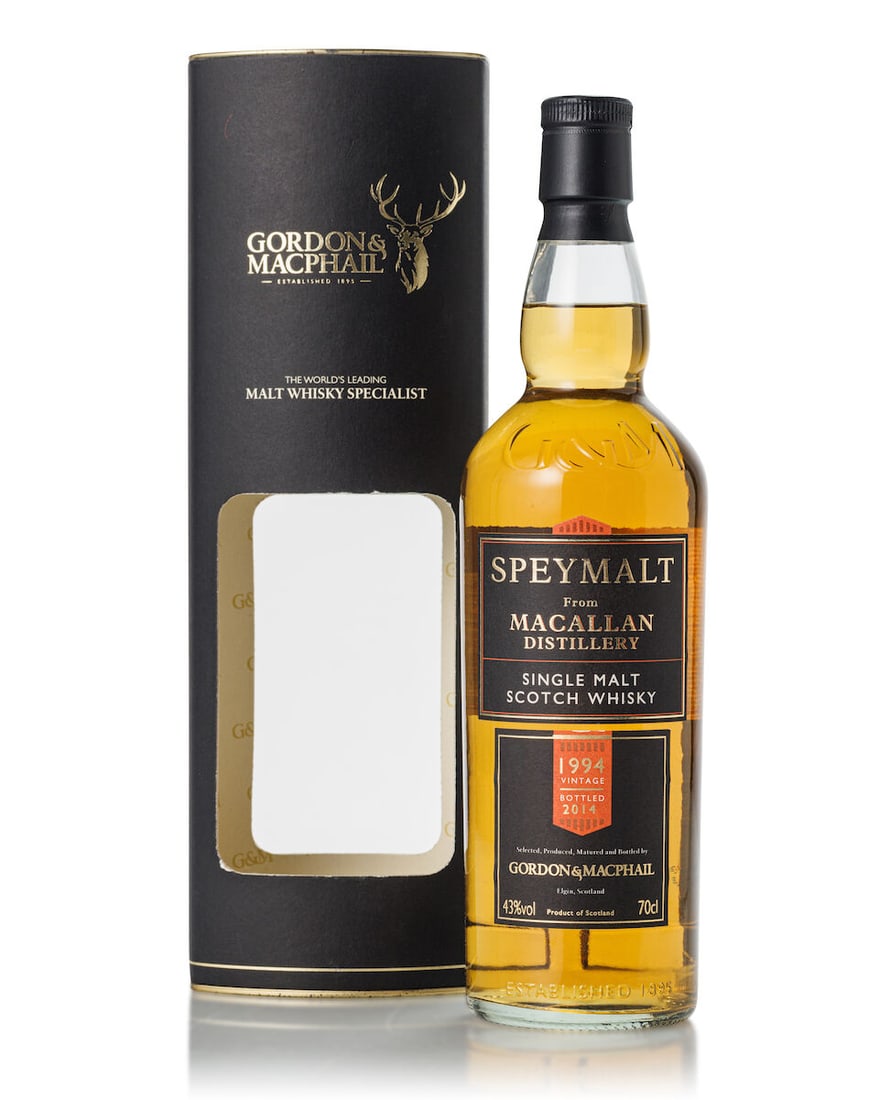 The Macallan Speymalt, 1994 (1x 700ml): The Macallan Speymalt, 1994 (1x 700ml) Region: Speyside Fill Level: into neck Label: slightly scuffed label Packaging: slightly scuffed original carton with stained and oxidized lid Alcohol content: