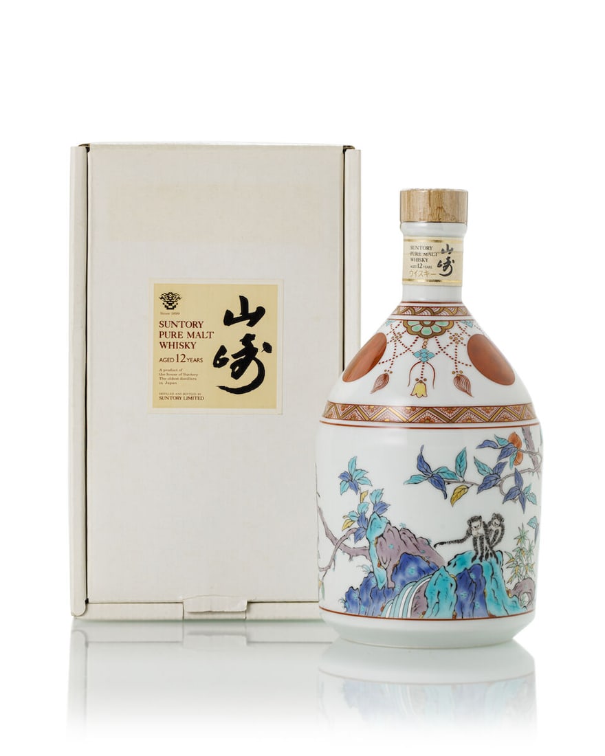 山崎 Yamazaki 12 Year Old Ceramic 錦赤玉瓔珞文&#...: 山崎 Yamazaki 12 Year Old Ceramic 錦赤玉瓔珞文風物絵瓶 (1x 600ml) Region: Japan Packaging: bin-soiled, scuffed and stained