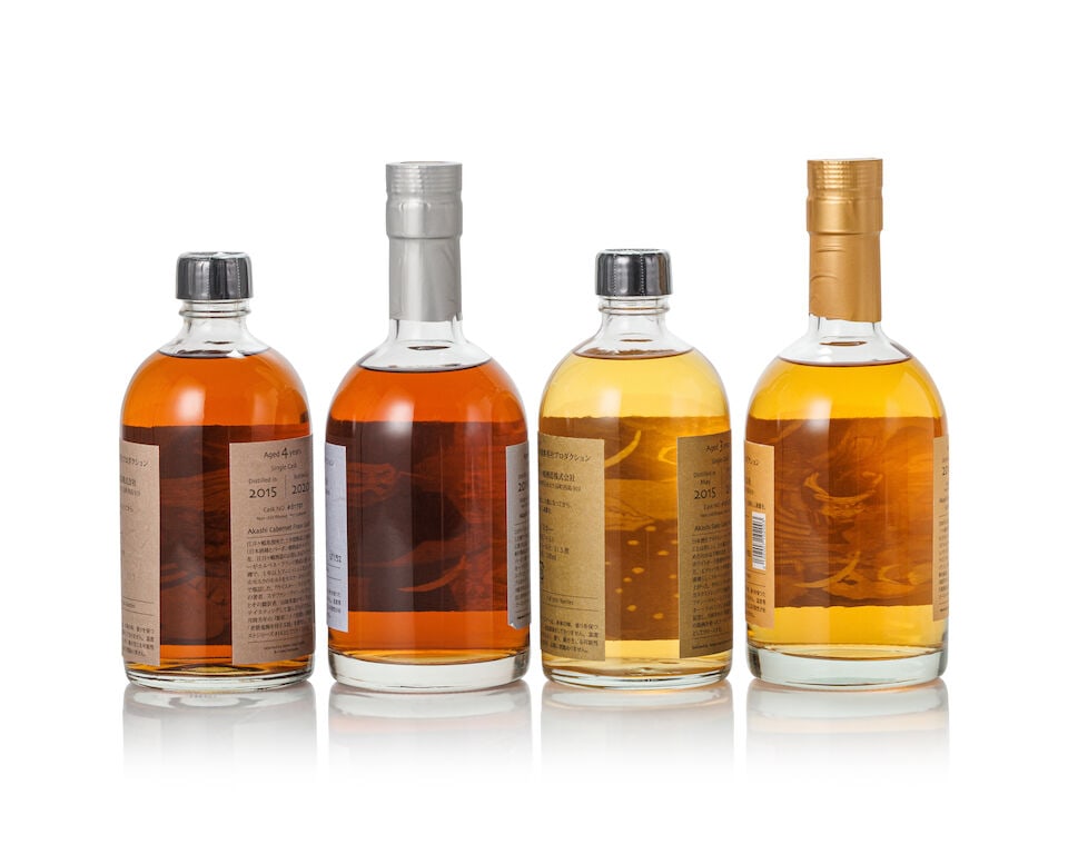 Akashi 3 Year Old Cask #101520, 2015 (1x 500ml) Akashi 4 Year Old Cask# 61791, 2015 (1x 500ml) A... - 2