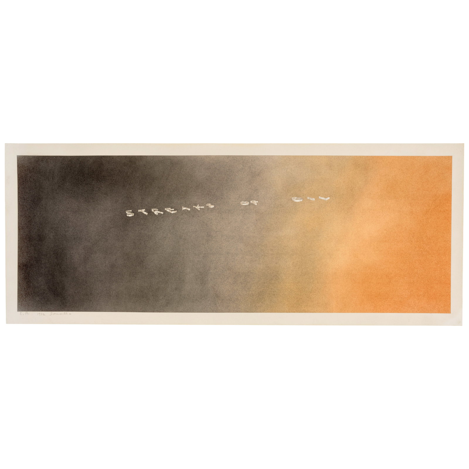 ED RUSCHA (B. 1937) Streaks of Oil 11 1/2 x 29 in (29.2 x 73.7 cm) (Executed in 1972) (1 of 1)