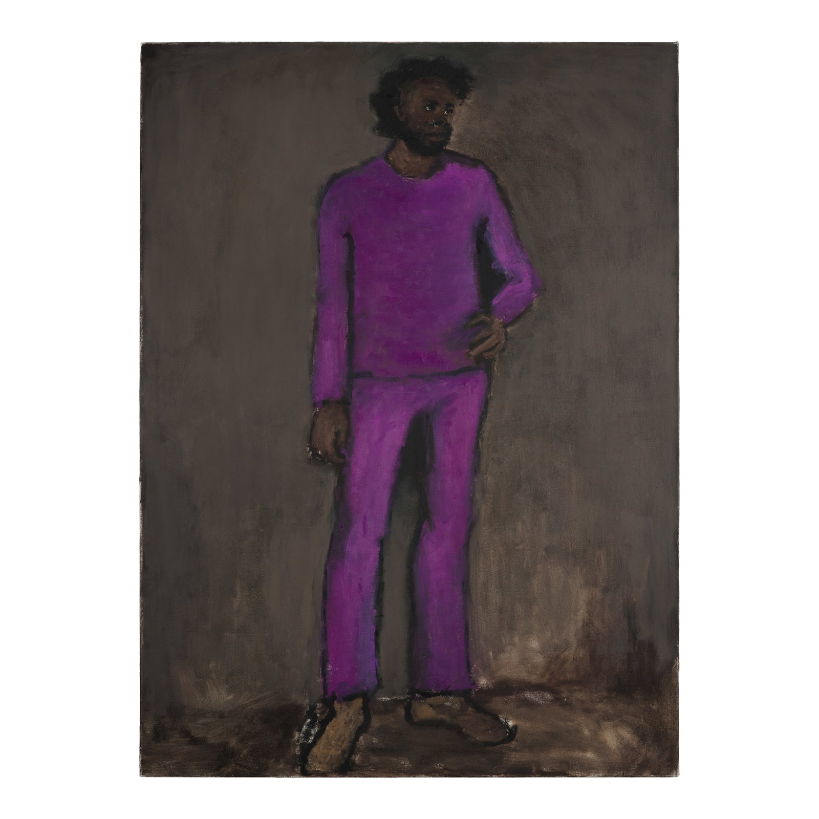 LYNETTE YIADOM-BOAKYE (B. 1977) Victory Sweatsuit II 51 1/4 x 37 1/2 in (130 x 95.4 cm) (Painted...: LYNETTE YIADOM-BOAKYE (B. 1977) Victory Sweatsuit II signed indistinctly, inscribed and dated 'Victory Sweatsuit II 2008' (on the reverse) oil on canvas 51 1/4 x 37 1/2 in (130 x 95.4 cm) Painted in 2