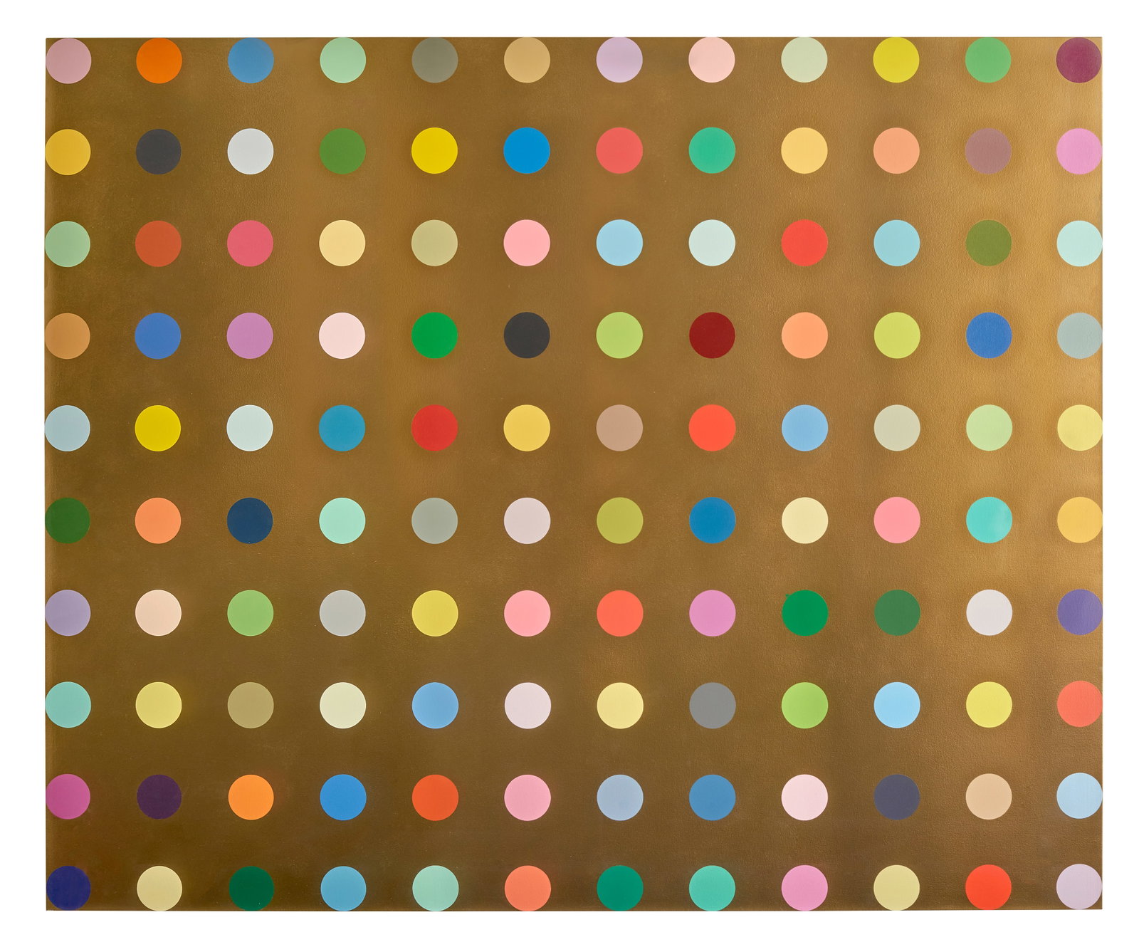 DAMIEN HIRST (B. 1965) Au-195m 76 x 92 in (193 x 233.7 cm) (Painted in 2008): DAMIEN HIRST (B. 1965) Au-195m signed, inscribed and dated '2008 Damien Hirst 'Au-195m'' (on the reverse) gold enamel and household gloss paint on canvas laid on board 76 x 92 in (193 x 233.7 cm) Pain