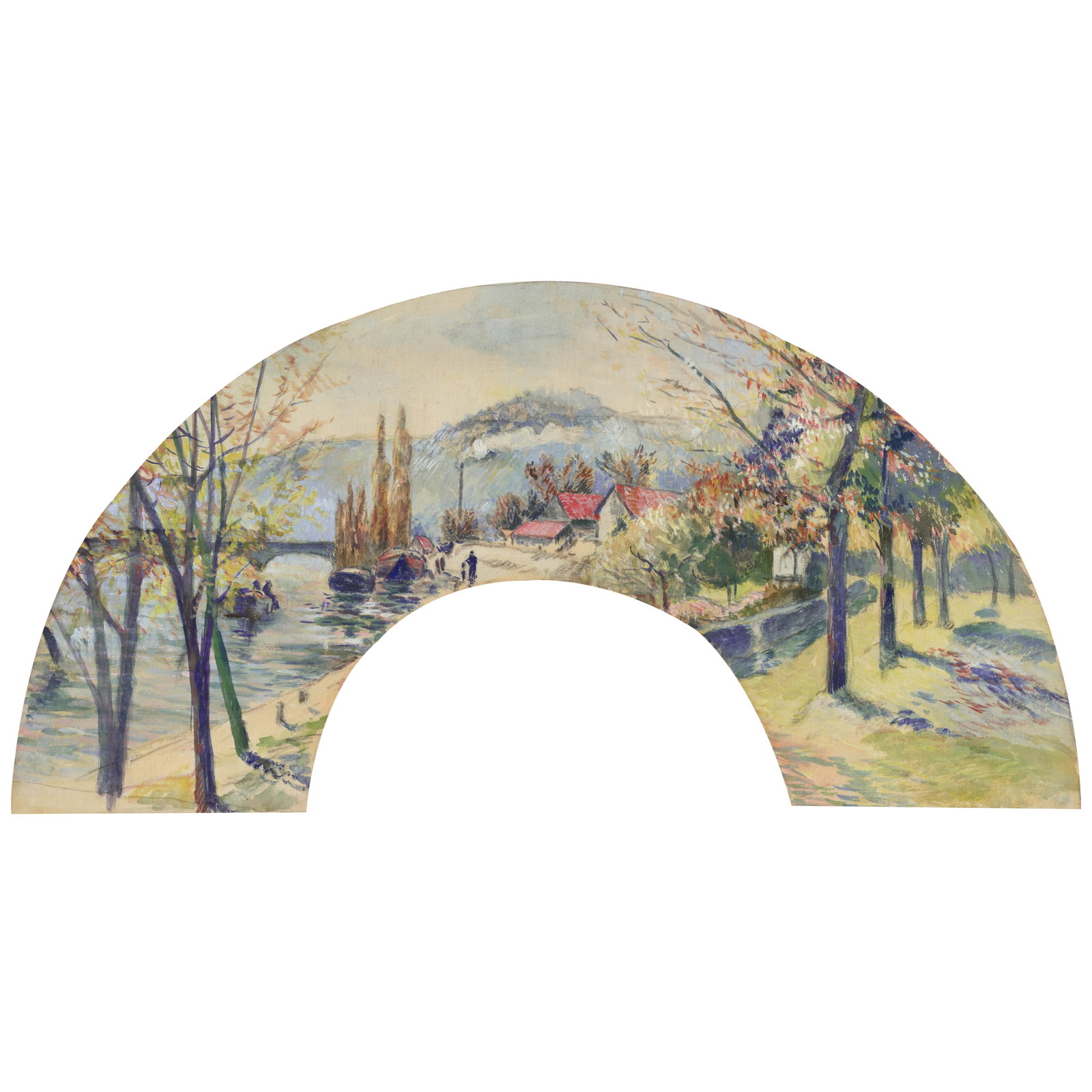 PAUL GAUGUIN (1848-1903) Route de Rouen 6 5/16 x 22 1/4 in (16 x 56.5 cm) (fan)12 13/16 x 22 5/8... (1 of 1)