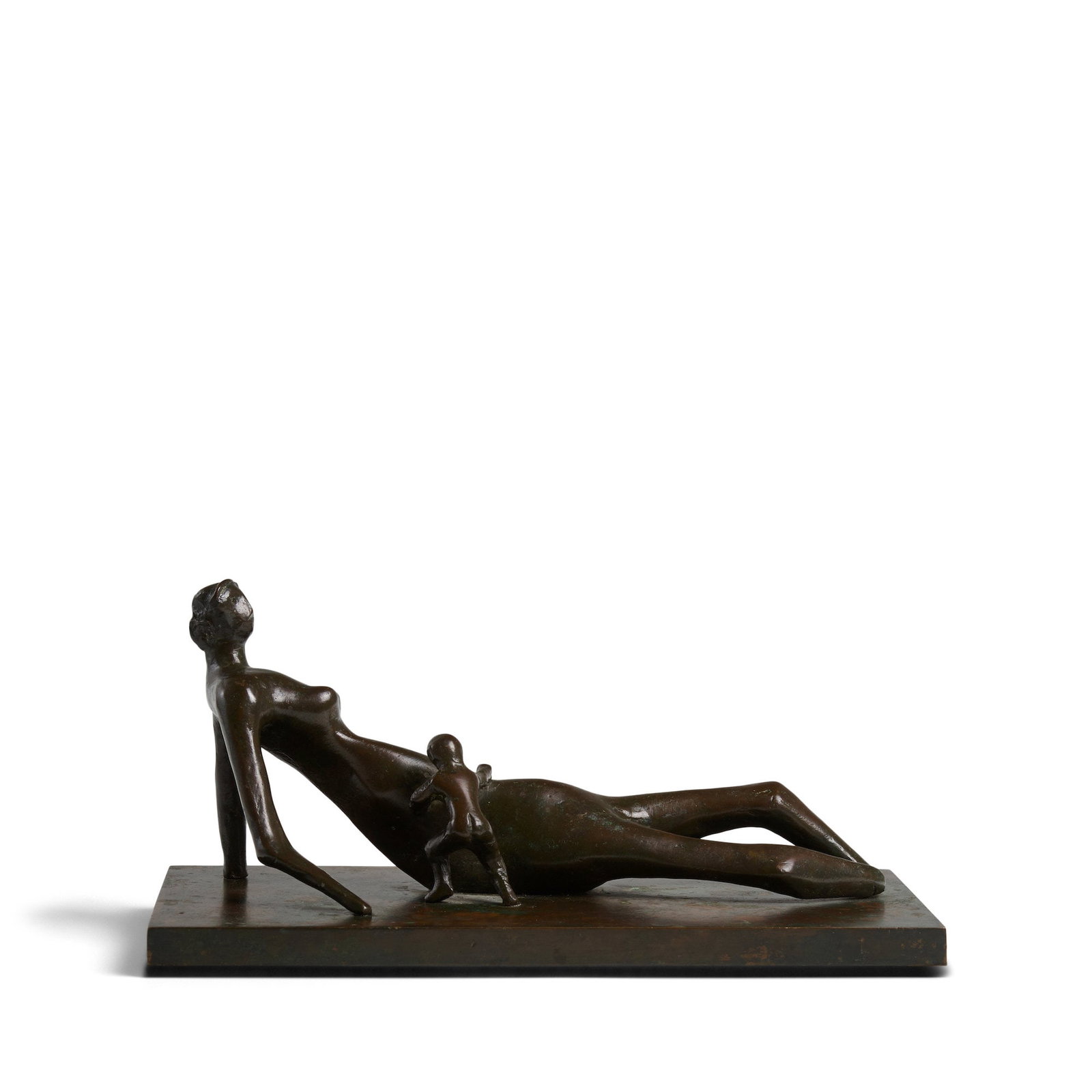 HENRY MOORE (1898-1986) Reclining Mother and Child III 4 5/16 x 9 3/16 x 4 7/8 in (10.9 x 23.4 x... (1 of 2)