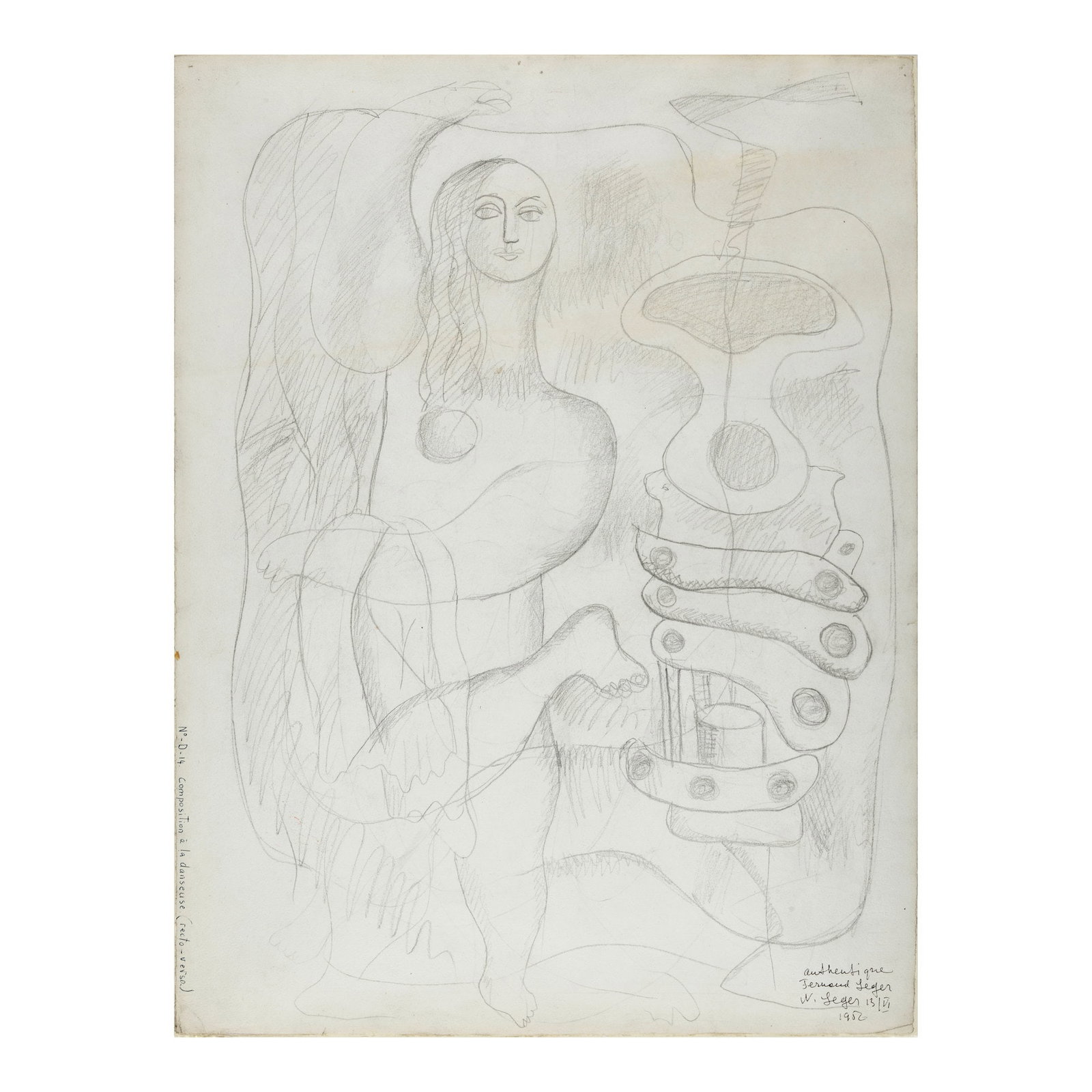 FERNAND LÉGER (1881-1955) Composition à la danseuse 23 1/8 x 17 1/2 in (58.8 x 44.5 cm...: FERNAND LÉGER (1881-1955) Composition à la danseuse pencil on paper 23 1/8 x 17 1/2 in (58.8 x 44.5 cm) Executed circa 1928 Footnotes: Provenance Maurice Lefebvre-Foinet, Paris (acqui
