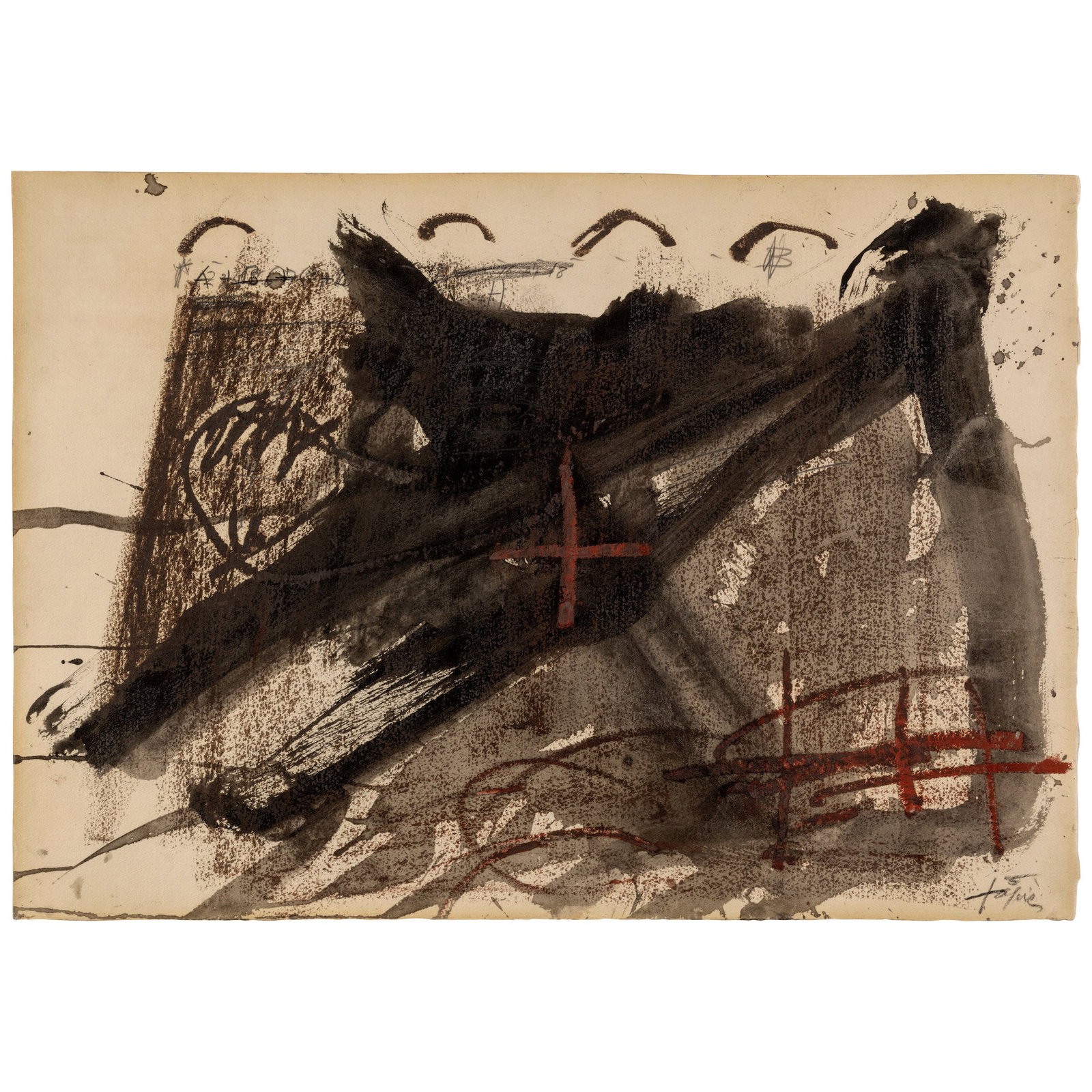 ANTONI TÀPIES (1923-2012) El pa a la barca noIX 15 3/16 x 21 3/4 in (38.6 x 55.2 cm) (Execu... (1 of 1)
