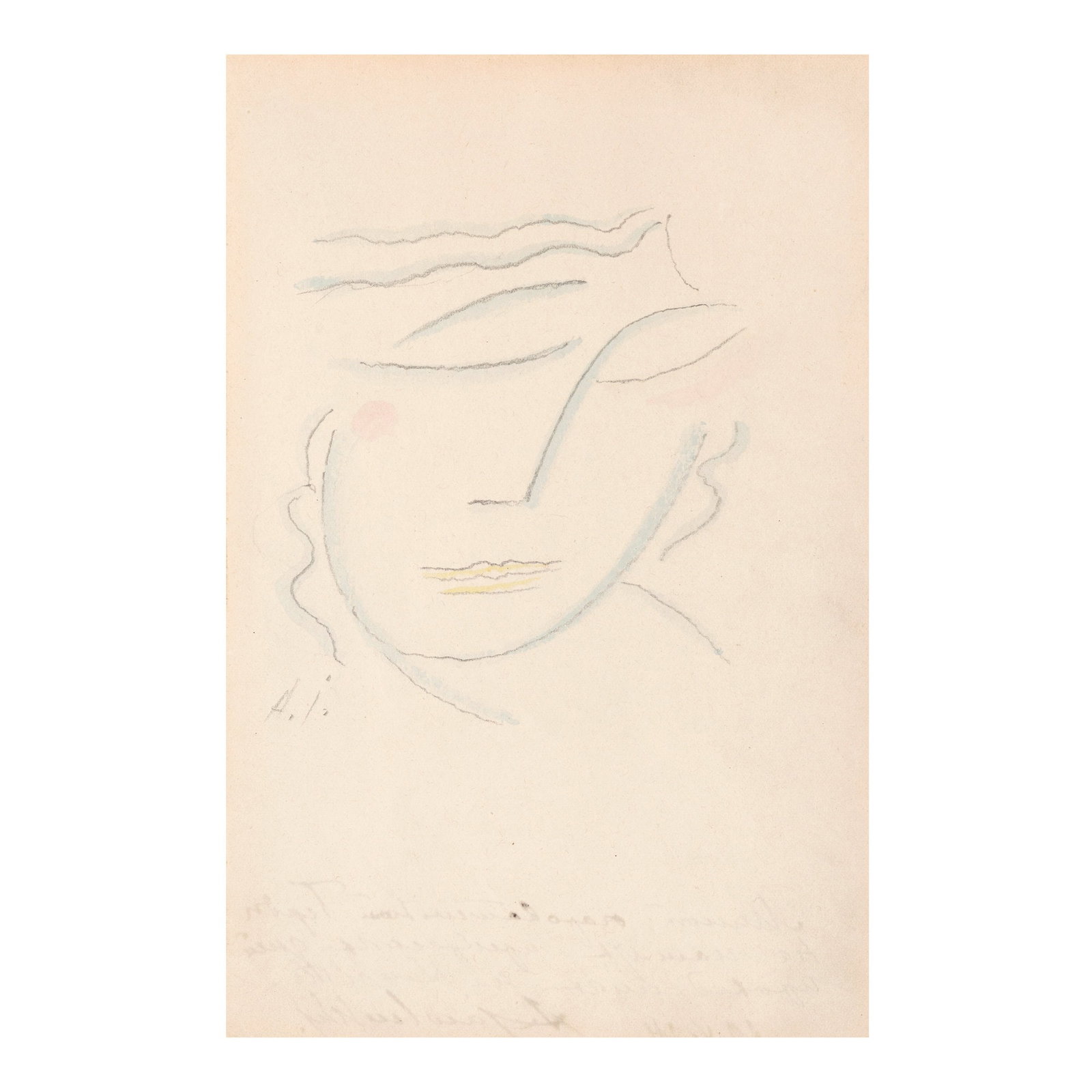 ALEXEJ VON JAWLENSKY (1864-1941) Kleiner geneigter Frauenkopf mit geschlossenen Augen 7 1/8 x 4 ... (1 of 1)