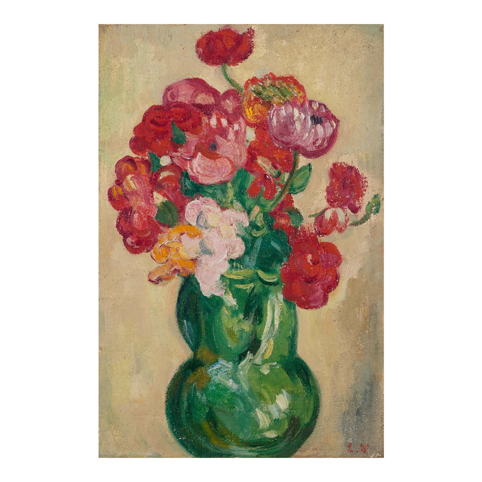 LOUIS VALTAT (1869-1952) Fleurs dans un pichet vert 16 1/16 x 10 5/8 in (40.8 x 27 cm) (Painted ... (1 of 1)
