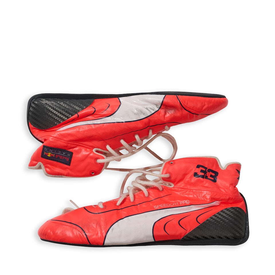 Max Verstappen's Red Bull Racing Honda 2021 First Championship winning season used race shoes, - 3
