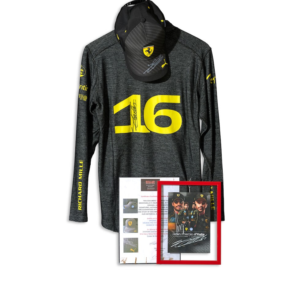 A Charles Leclerc Monza Grand Prix 2022 weekend used Nomex, ((3)) - 2