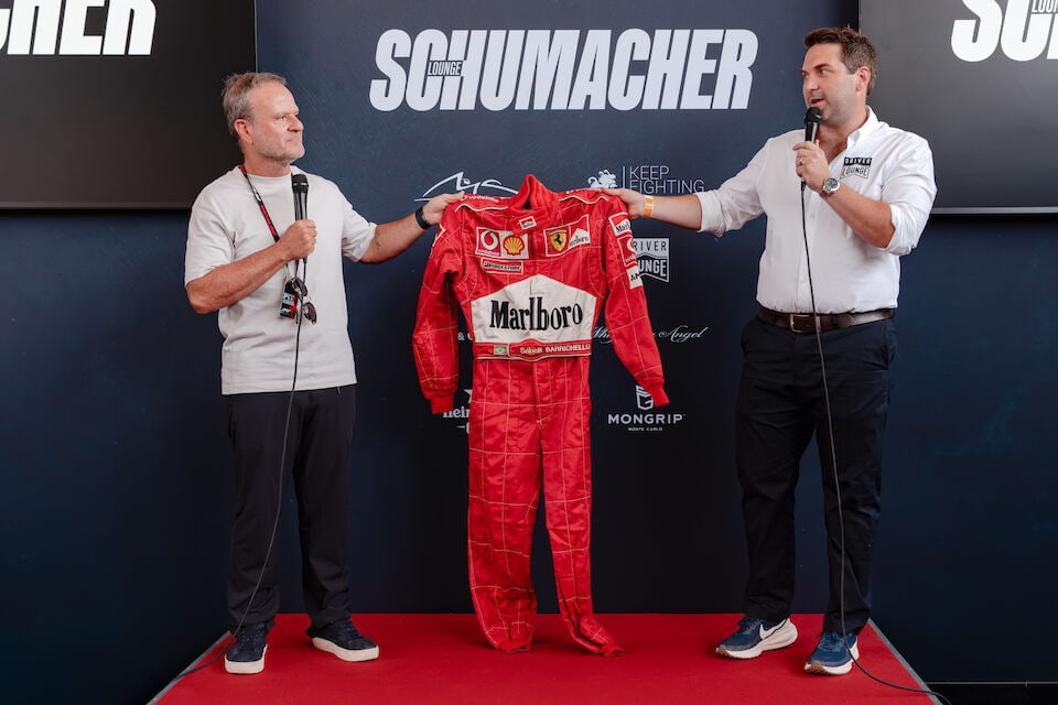 Rubens Barrichello's Ferrari worn F1 overalls, signed, - 3