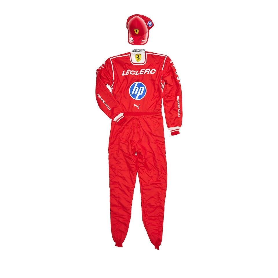 A pair of unused Charles Leclerc Scuderia Ferrari overalls, signed, - 2