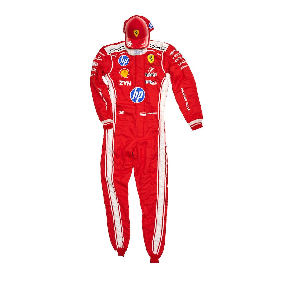 A pair of unused Charles Leclerc Scuderia Ferrari overalls, signed, - 3