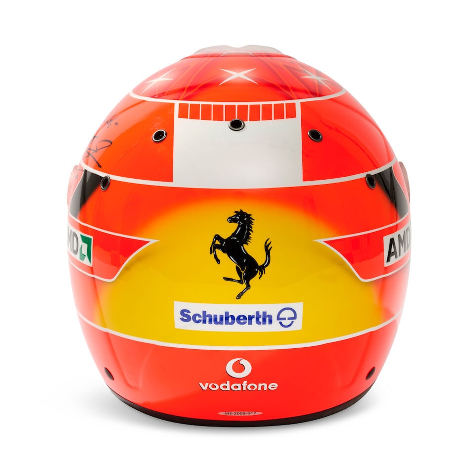 A Michael Schumacher Ferrari F1 2005 'mechanics' helmet, specially commissioned by Schumacher fo... - 3
