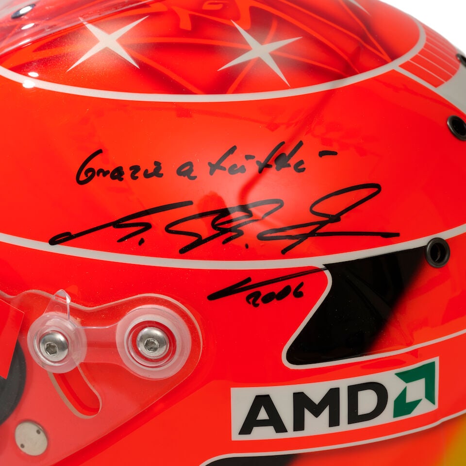 A Michael Schumacher Ferrari F1 2005 'mechanics' helmet, specially commissioned by Schumacher fo... - 4