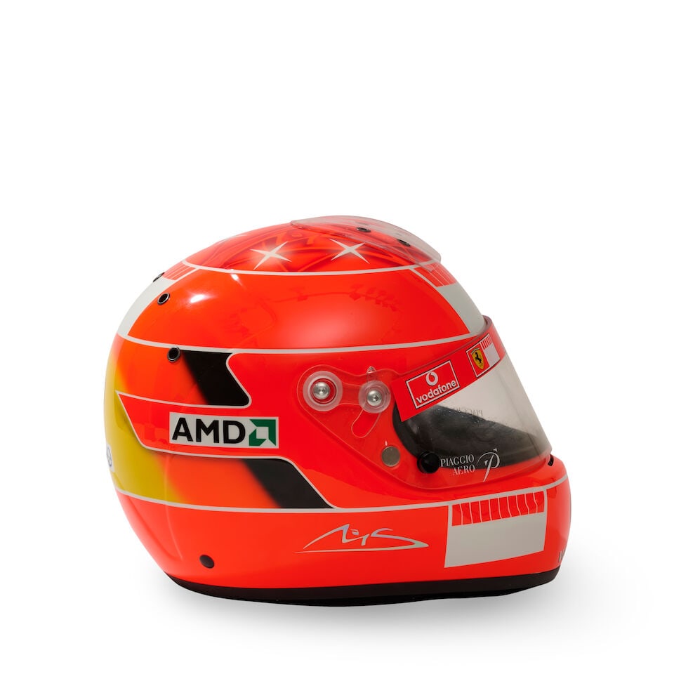 A Michael Schumacher Ferrari F1 2005 'mechanics' helmet, specially commissioned by Schumacher fo... - 6