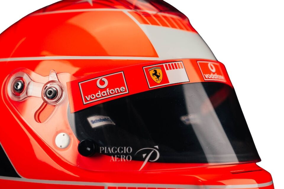 A Michael Schumacher Ferrari F1 2005 'mechanics' helmet, specially commissioned by Schumacher fo... - 8