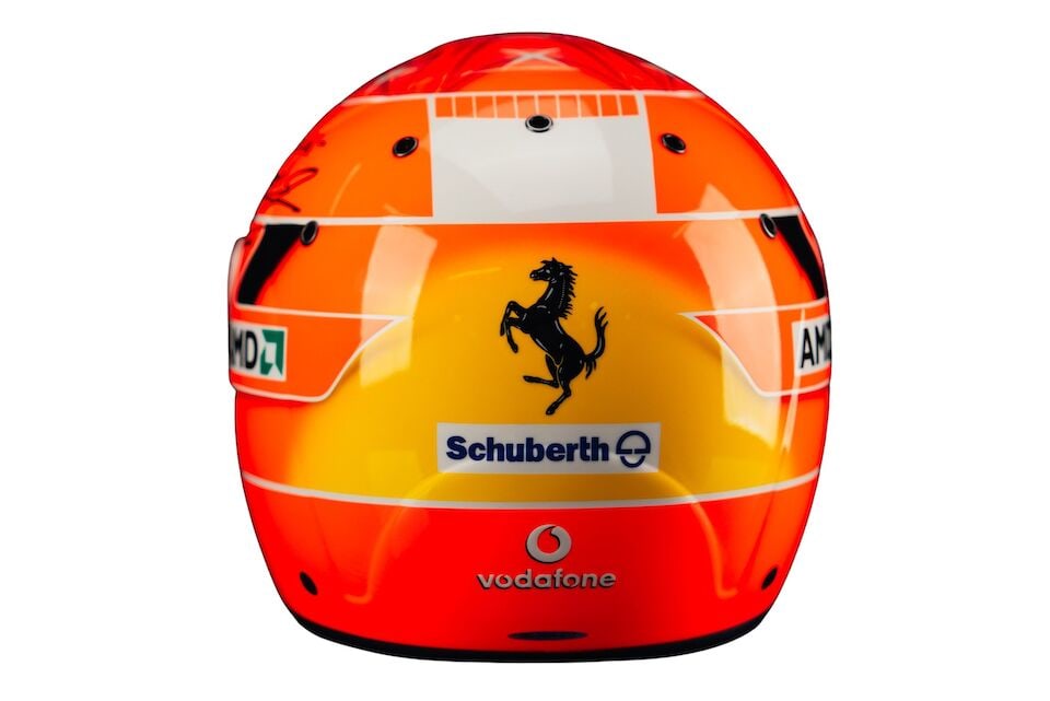 A Michael Schumacher Ferrari F1 2005 'mechanics' helmet, specially commissioned by Schumacher fo... - 9