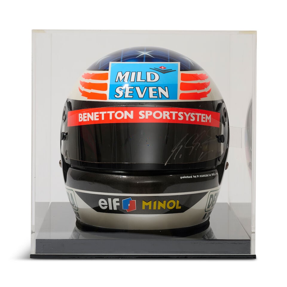 A signed Michael Schumacher 1994 Benetton replica helmet, (1 of 6)