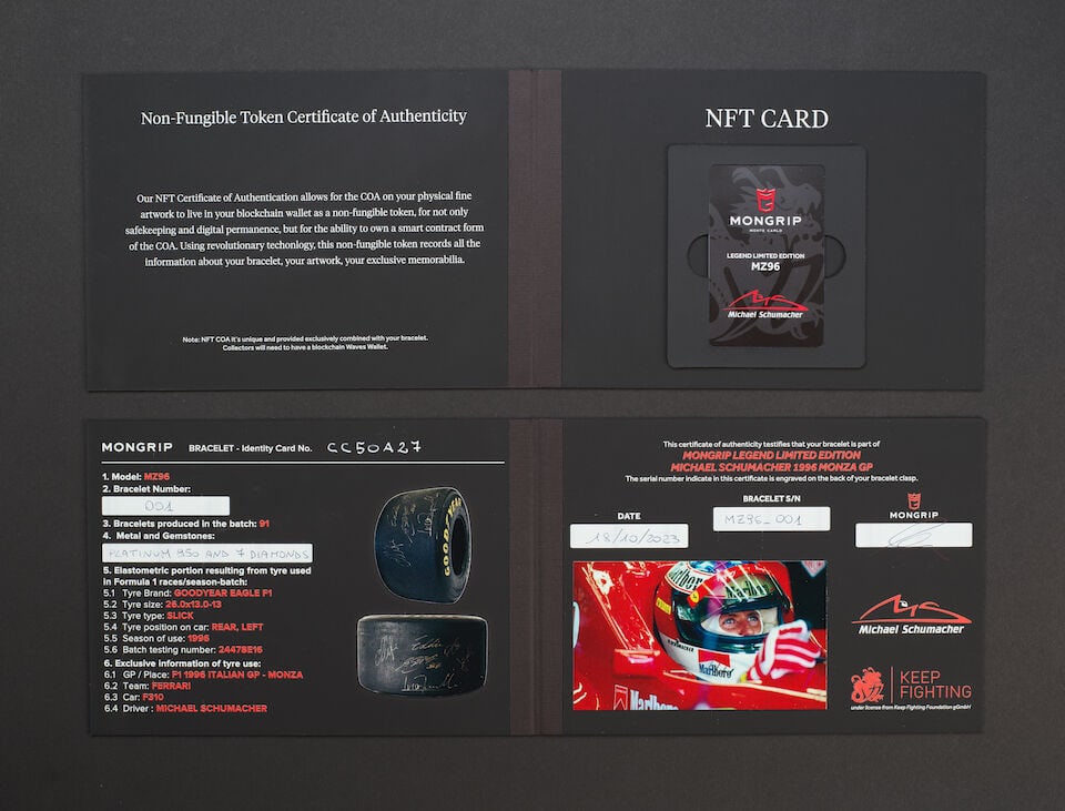A Michael Schumacher 1996 Monza Grand Prix MZ96 'Legend' limited edition bracelet by MONGRIPT... - 3