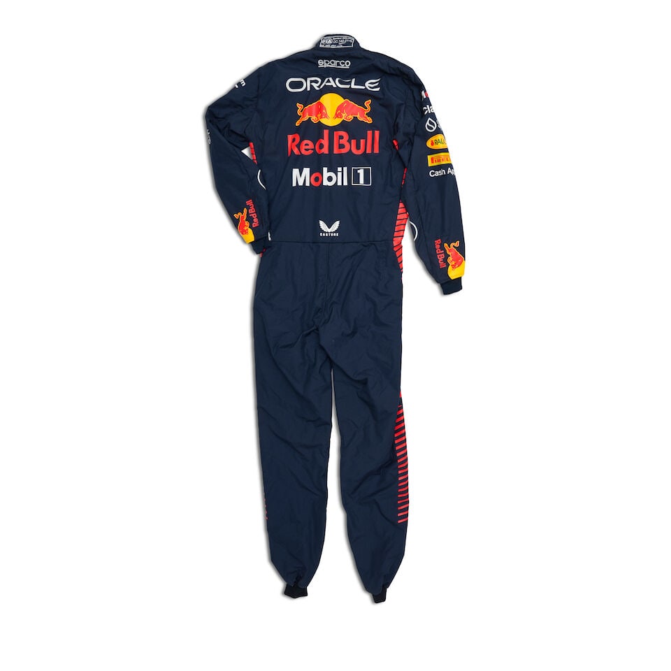 Max Verstappen's Oracle Red Bull Racing 2023 used race suit, from his record breaking championsh... - 2