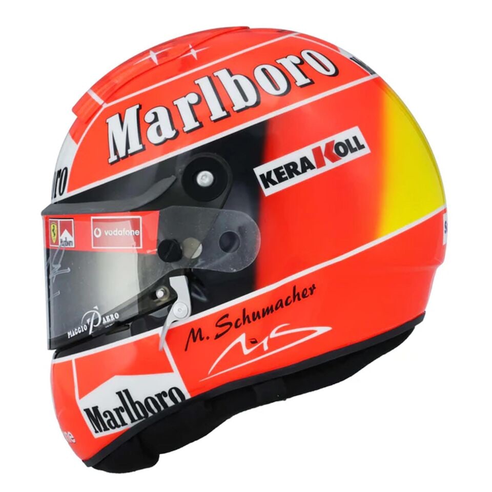 A Michael Schumacher 2002 Scuderia Ferrari RF1 German, Hungarian & Italian GP replica helmet, wi... - 2