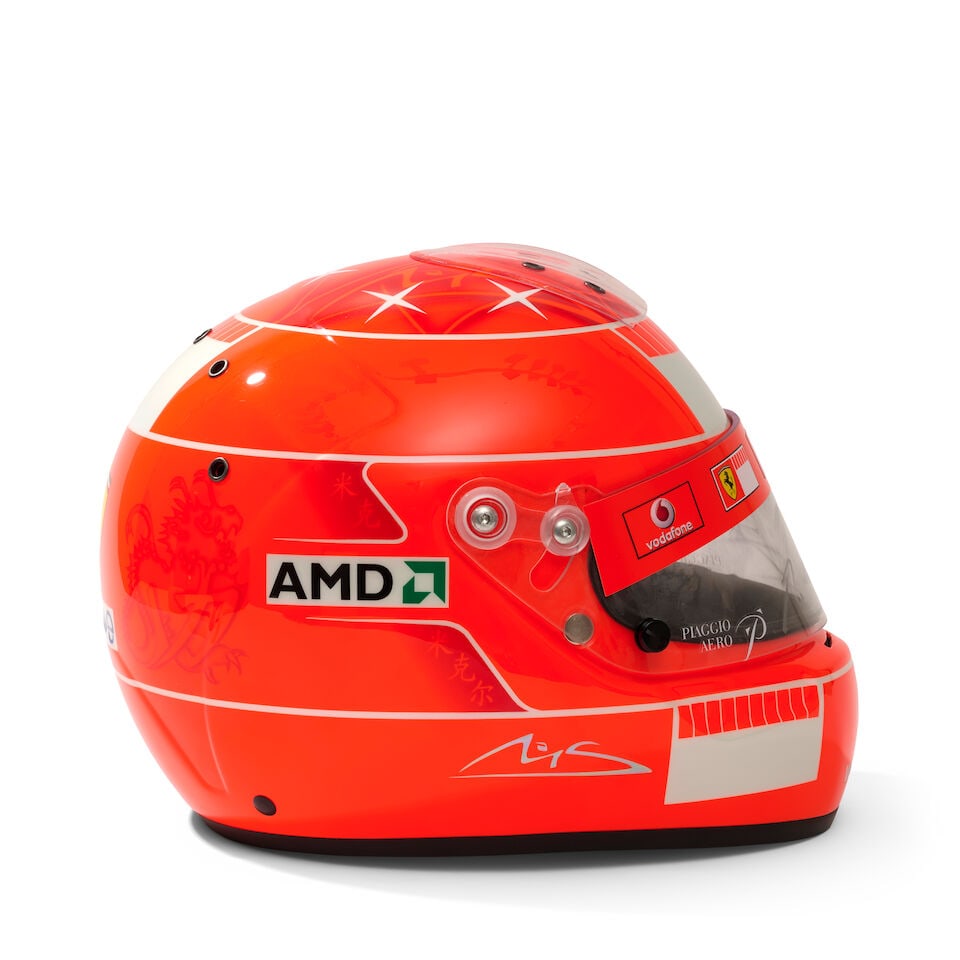 A Michael Schumacher Ferrari F1 2007 'mechanics' helmet, specially commissioned by Schumacher fo... - 5