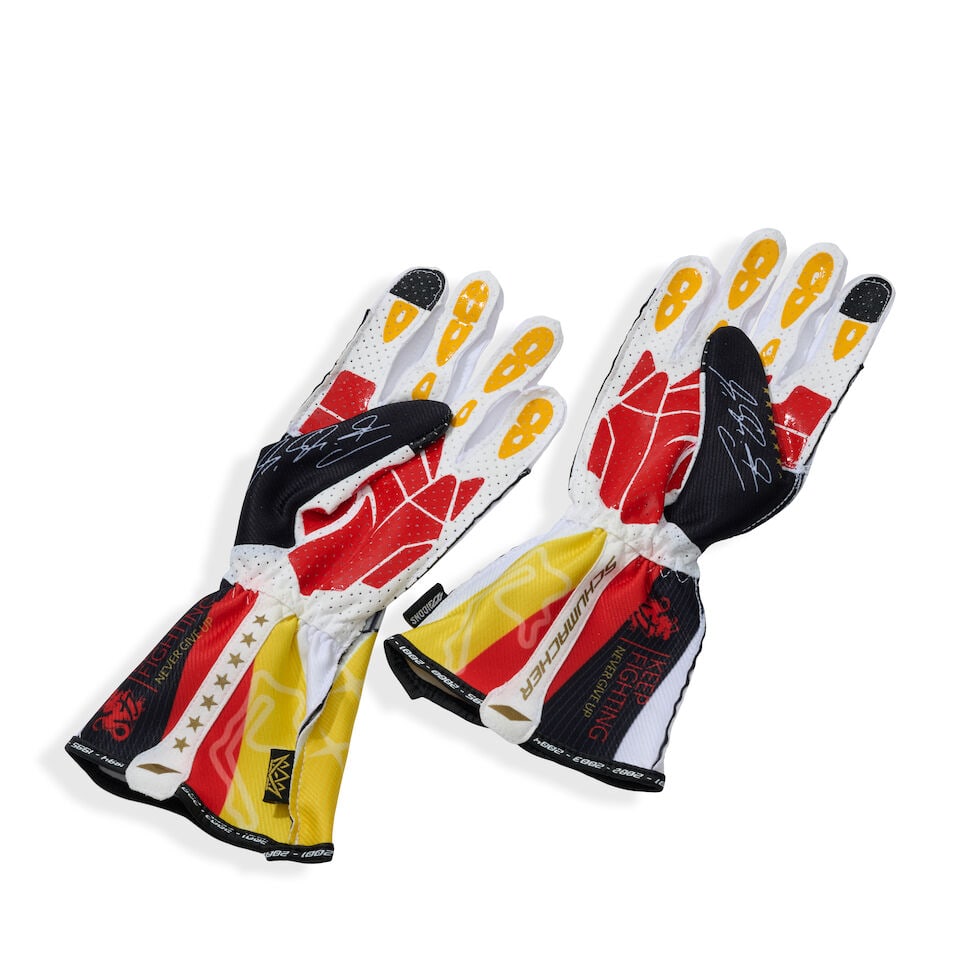 A Pair of Michael Schumacher x 273 Icons Limited edition racing gloves, signed by Mick Schumacher, - 4