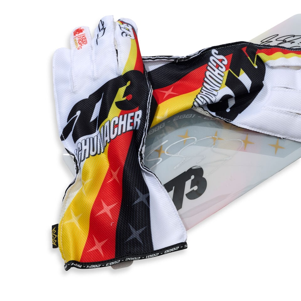 A Pair of Michael Schumacher x 273 Icons Limited edition racing gloves, signed by Mick Schumacher, - 2