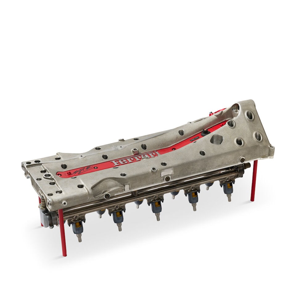A Ferrari valve cover coffee table, signed by Michael Schumacher, - 7