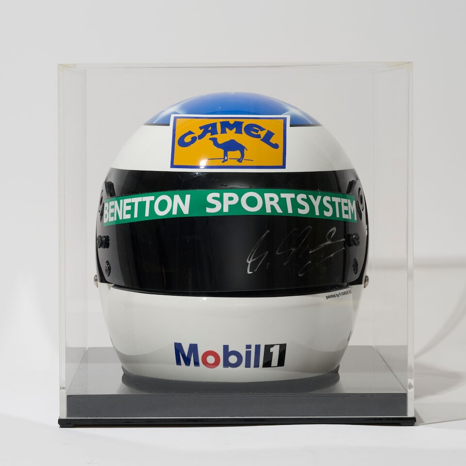 A signed Michael Schumacher 1992 Benetton replica helmet, (1 of 5)
