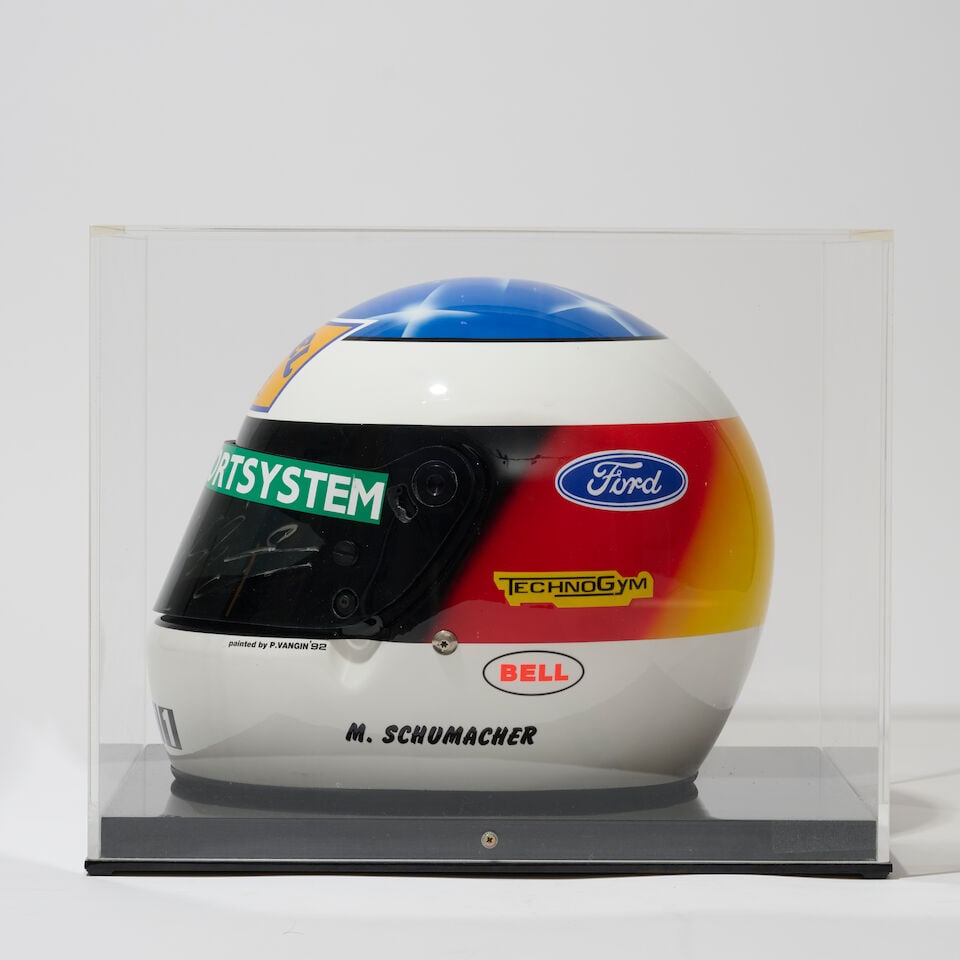 A signed Michael Schumacher 1992 Benetton replica helmet, - 5