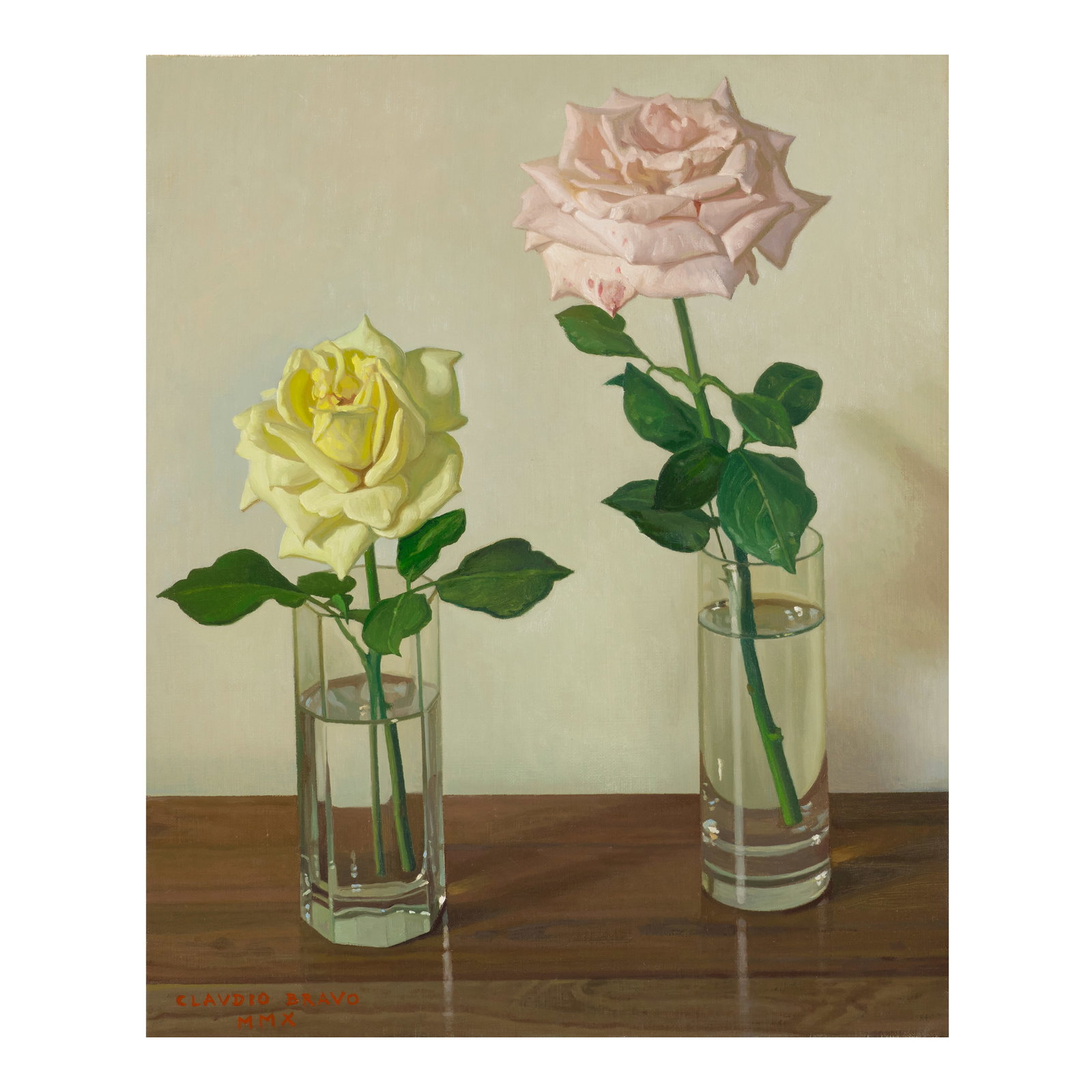 CLAUDIO BRAVO (1936-2011) Dos rosas 18 1/2 x 15 in (46.5 x 38 cm) (Painted in 2010) (1 of 1)