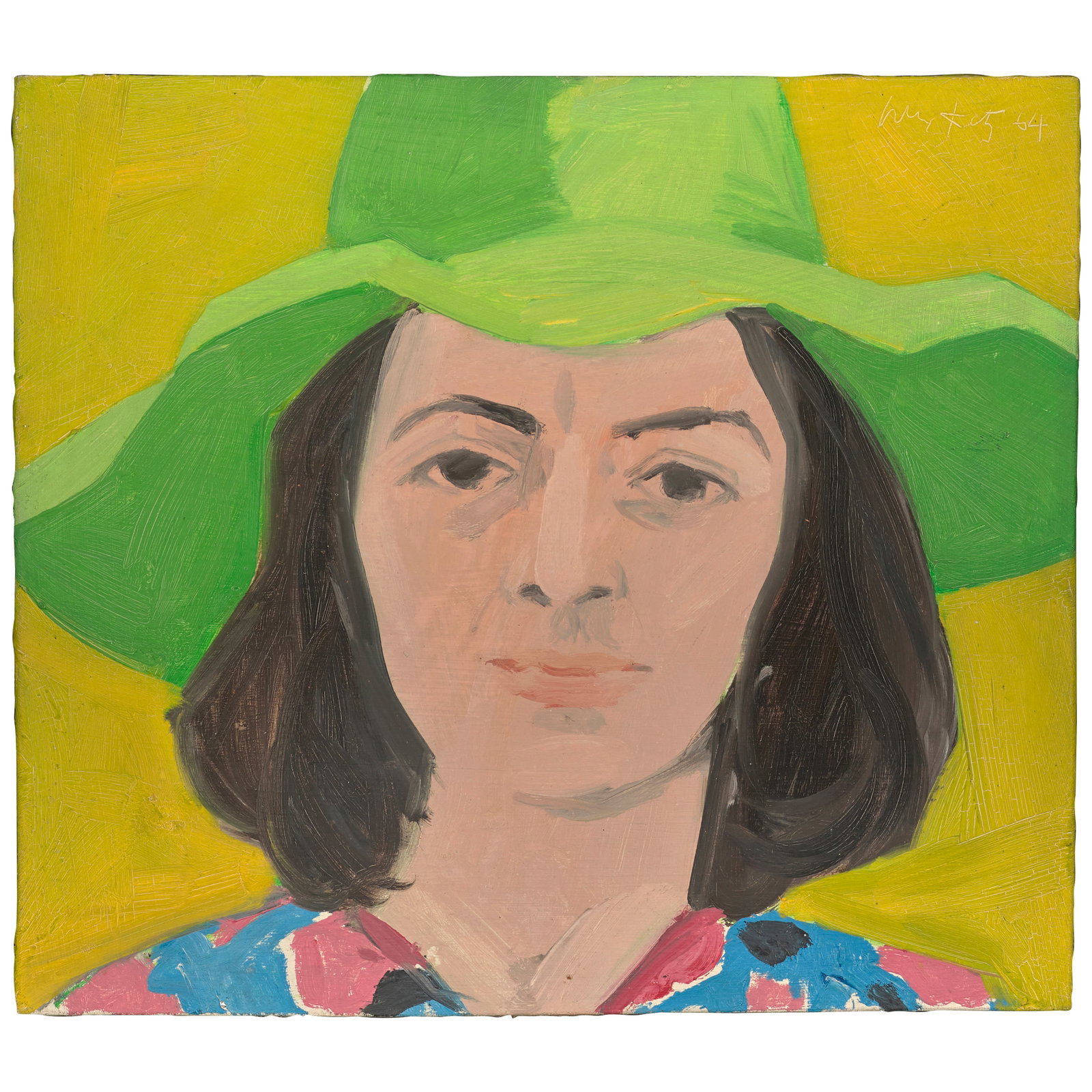 ALEX KATZ (B. 1927) Green Hat 2 13 1/8 x 14 7/8 in (33.4 x 37.8 cm) (Painted in 1964) (1 of 1)