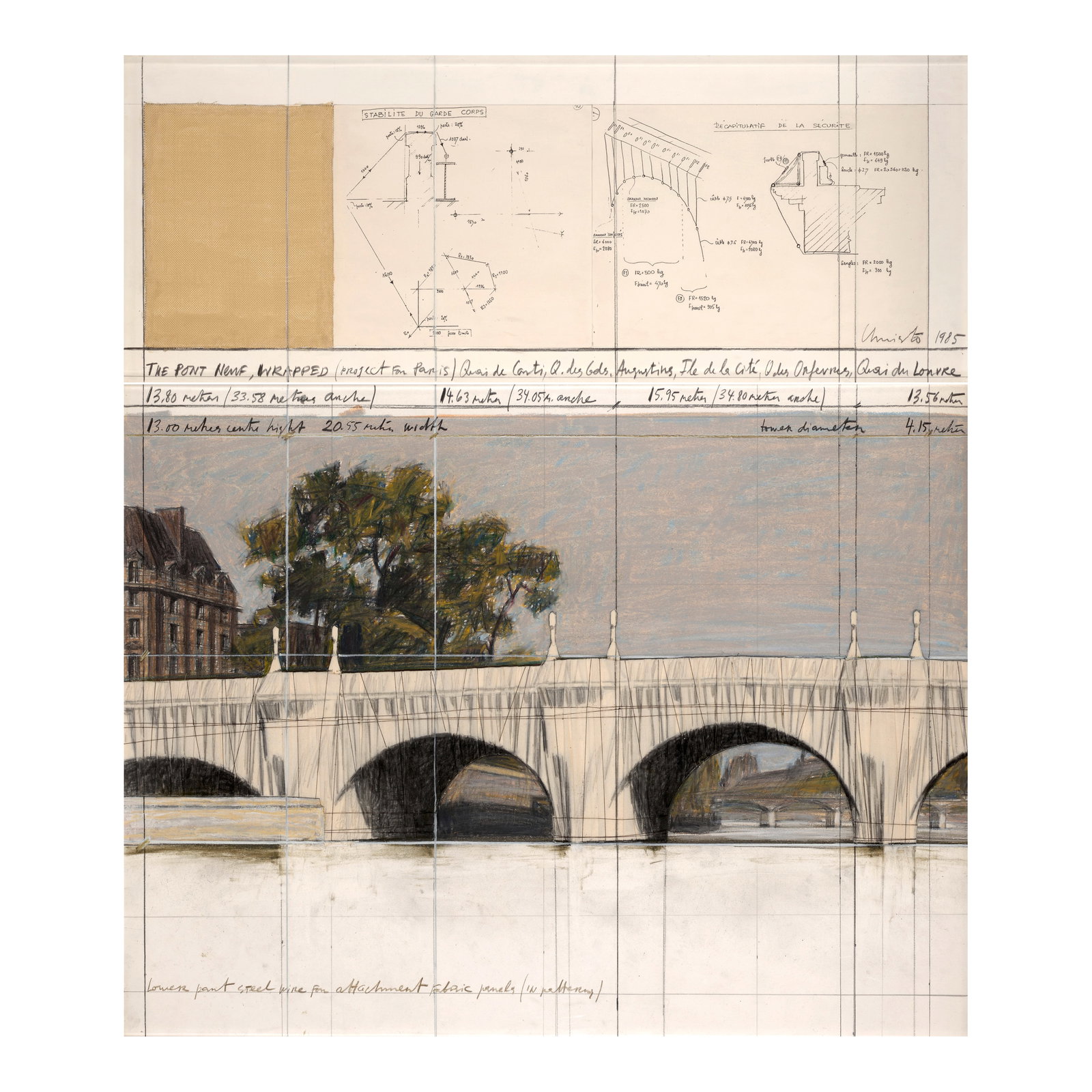 CHRISTO (1935-2020) The Pont Neuf, Wrapped (120A & 120B) overall: 32 7/8 x 28 in (83.5 x 71 cm) ... (1 of 1)