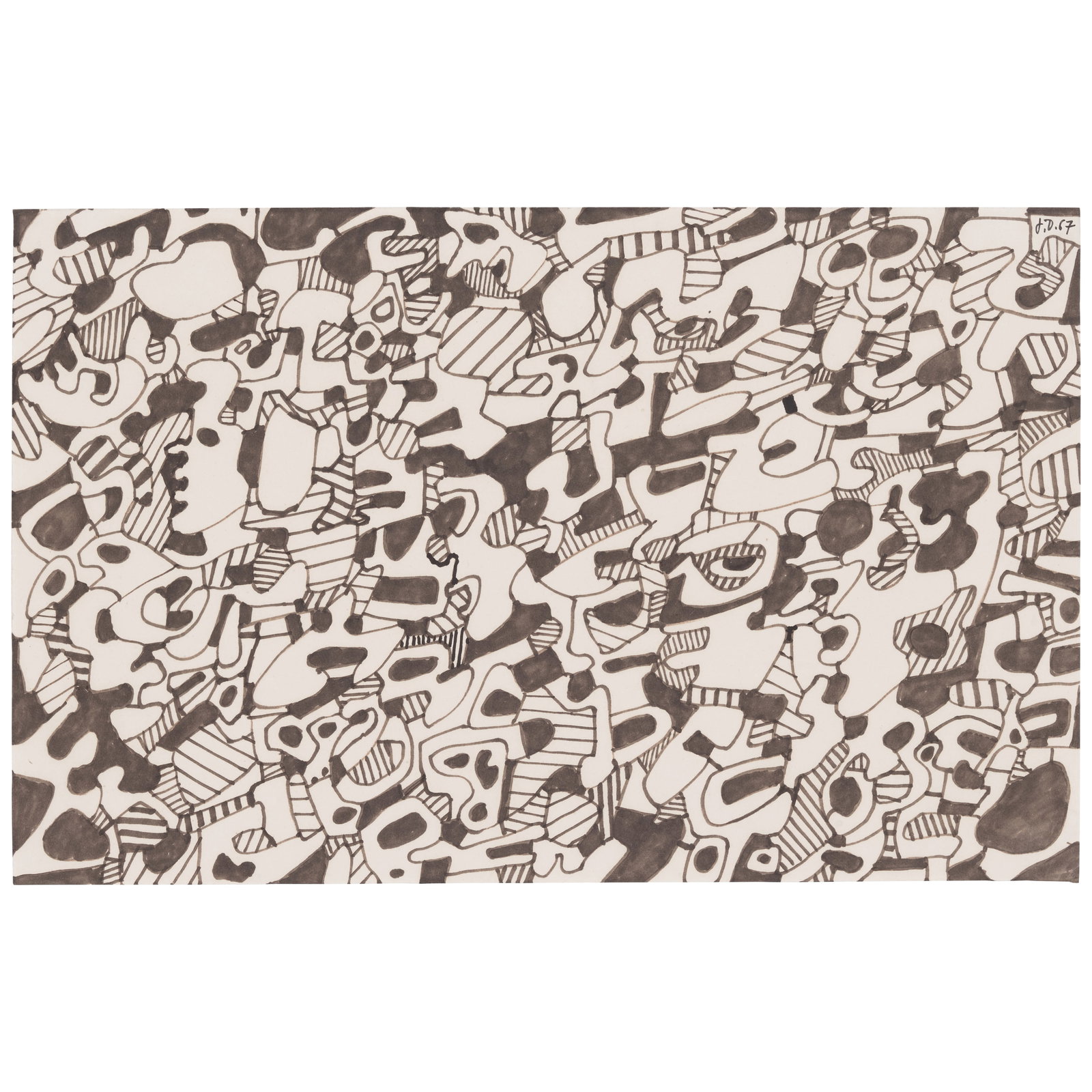 JEAN DUBUFFET (1901-1985) Texte Logologique III (from Parade funèbre pour Charles...: JEAN DUBUFFET (1901-1985) Texte Logologique III (from Parade funèbre pour Charles Estienne) signed with the artist's initials and dated 'J.D. 67' (upper right); inscribed 'M 318 III' (v