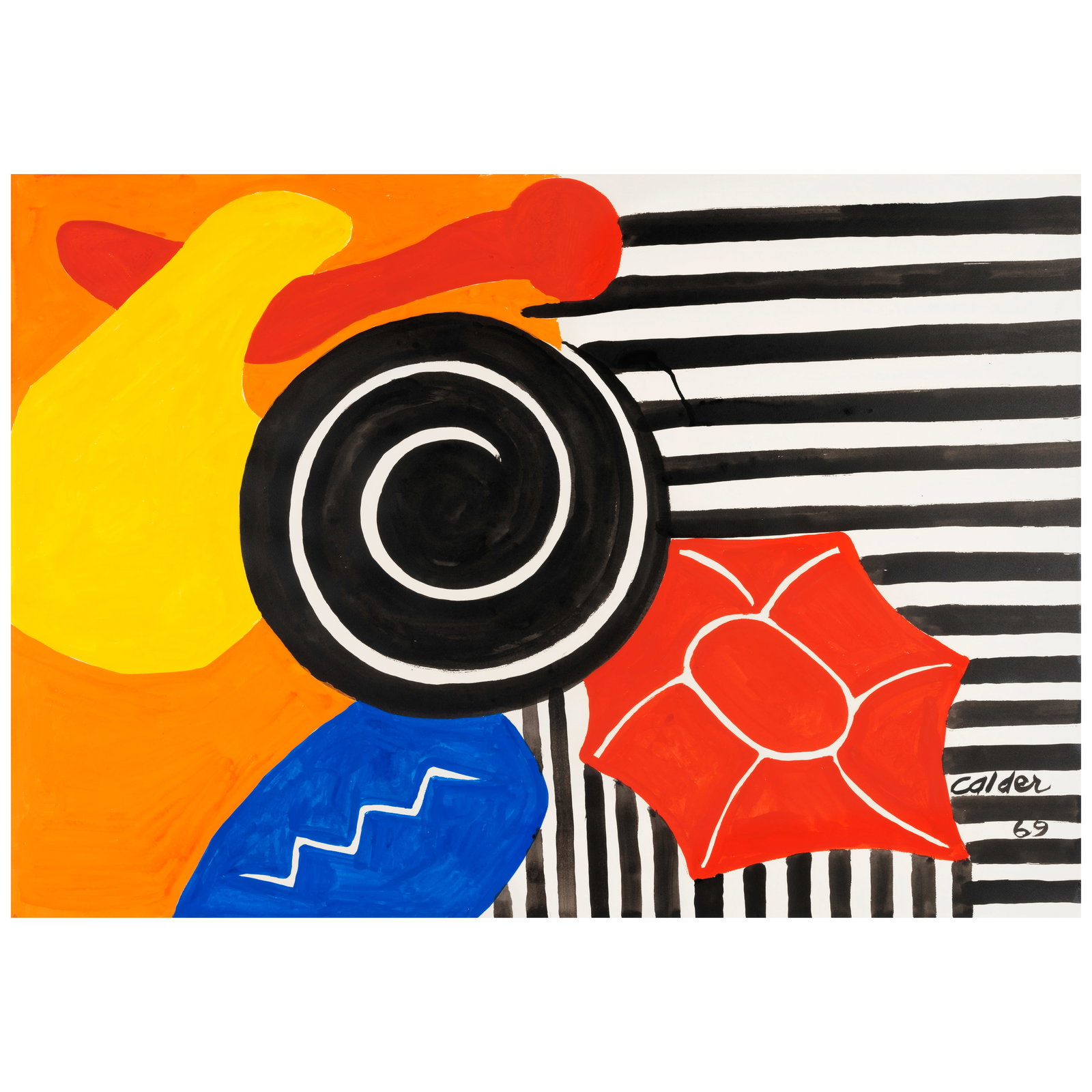 ALEXANDER CALDER (1898-1976) Central Black Spiral 29 1/2 x 42 1/2 in (74.9 x 107.9 cm) (Executed... (1 of 1)