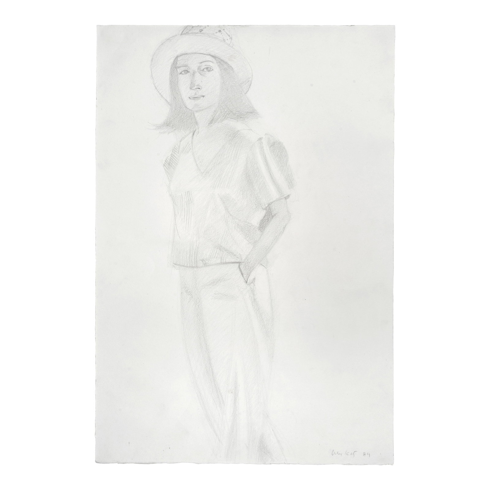 ALEX KATZ (B. 1927) Ada in the Woods 22 x 15 in (55.9 x 38 cm) (Executed in 1984): ALEX KATZ (B. 1927) Ada in the Woods signed and dated 'Alex Katz 84' (lower right) graphite on paper 22 x 15 in (55.9 x 38 cm) Executed in 1984 Footnotes: Provenance Acquired directly from