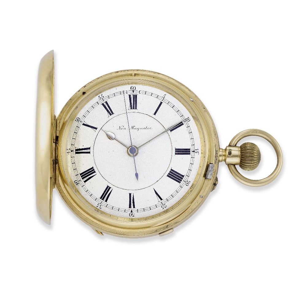 J. Benson, Liverpool. An 18K gold keyless wind full hunter pocket watch Chester Hallmark for 1913: J. Benson, Liverpool. An 18K gold keyless wind full hunter pocket watch Date: Chester Hallmark for 1913 Movement: Gilt 3/4 plate English lever, cut and compensated bi-metallic balance, No.98016 Dial: 