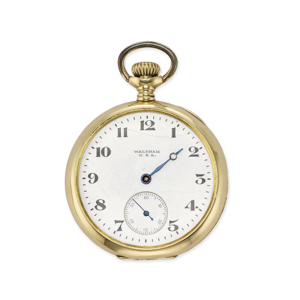 Waltham. An 18K gold keyless wind open face pocket watch Circa 1900 (1 of 1)