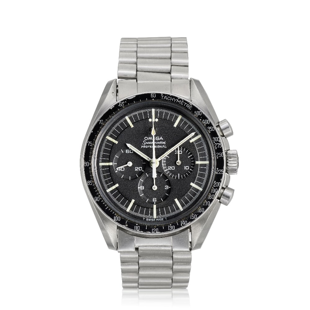 Omega. A stainless steel manual wind chronograph bracelet watch Speedmaster Professional, Ref: ...: Omega. A stainless steel manual wind chronograph bracelet watch Model: Speedmaster Professional Reference: 105.012-66 Date: Circa 1967 Movement: 17-jewel Cal.321 manual wind, column wheel chronograph,