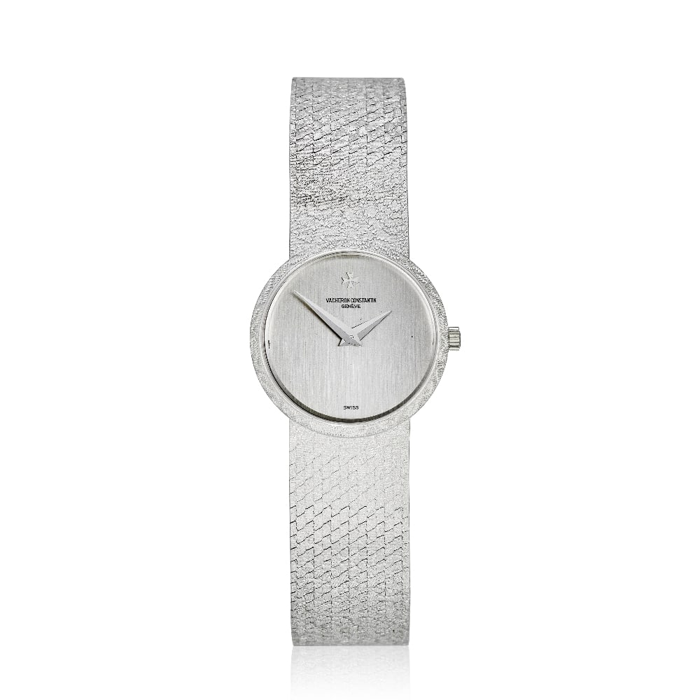 Vacheron Constantin. A lady's 18K white gold manual wind bracelet watch Ref: 6898, Circa 1970: Vacheron Constantin. A lady's 18K white gold manual wind bracelet watch Reference: 6898 Date: Circa 1970 Movement: 17-jewel Cal.1003 manual wind, adjusted to heat, cold, isochronism and 5 positions, s