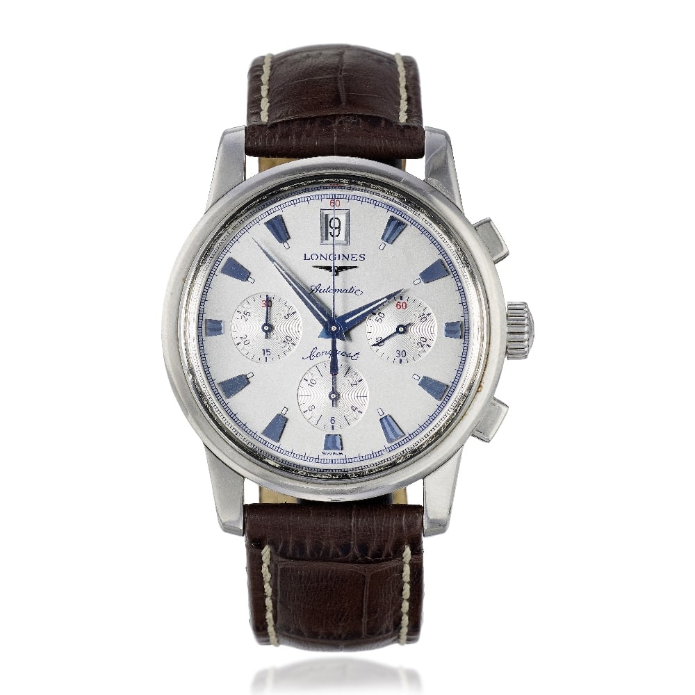 Longines. A Limited Edition stainless steel automatic calendar chronograph wristwatch Conquest ...: Longines. A Limited Edition stainless steel automatic calendar chronograph wristwatch Model: Conquest Heritage Chronograph Reference: L1.641.4, No.34/56 Date: Circa 2010 Movement: 37-jewel Cal.L.650.2