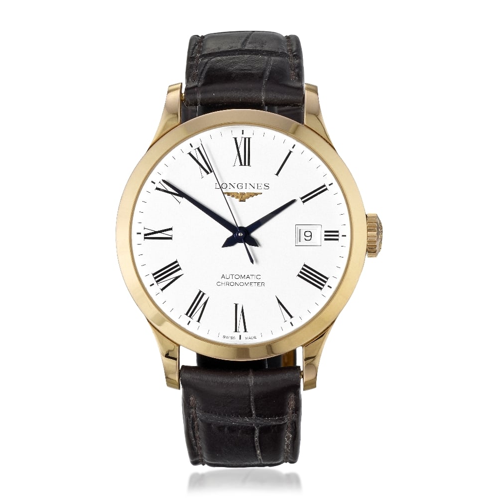Longines. An 18K rose gold automatic calendar wristwatch Record, Ref: L2.820.8.11.2, Purchased ... (1 of 1)