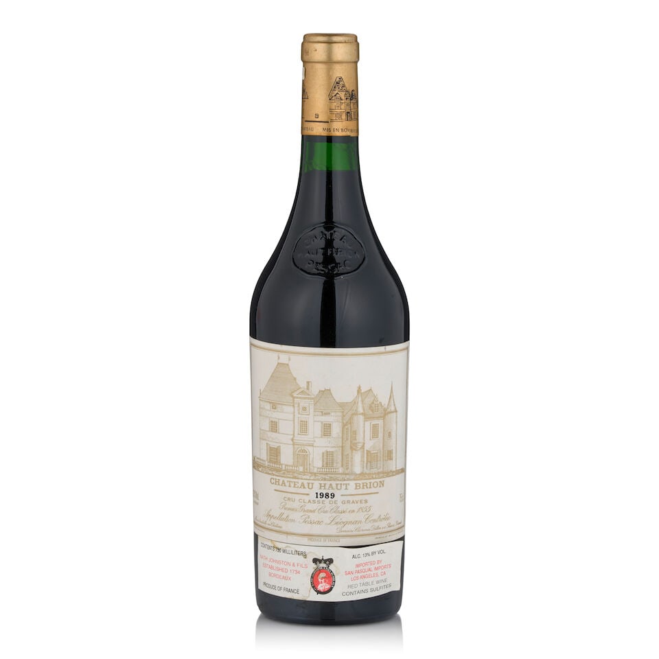 Château Haut-Brion, 1989 (1 bottle, 750ml): Château Haut-Brion, 1989 (1 bottle, 750ml) Region: Pessac-Léognan Fill Level: 1.5cm Capsule: lightly worn Label: lightly stained, worn Footnotes: Bordeaux, Left Bank This lot is subject to t