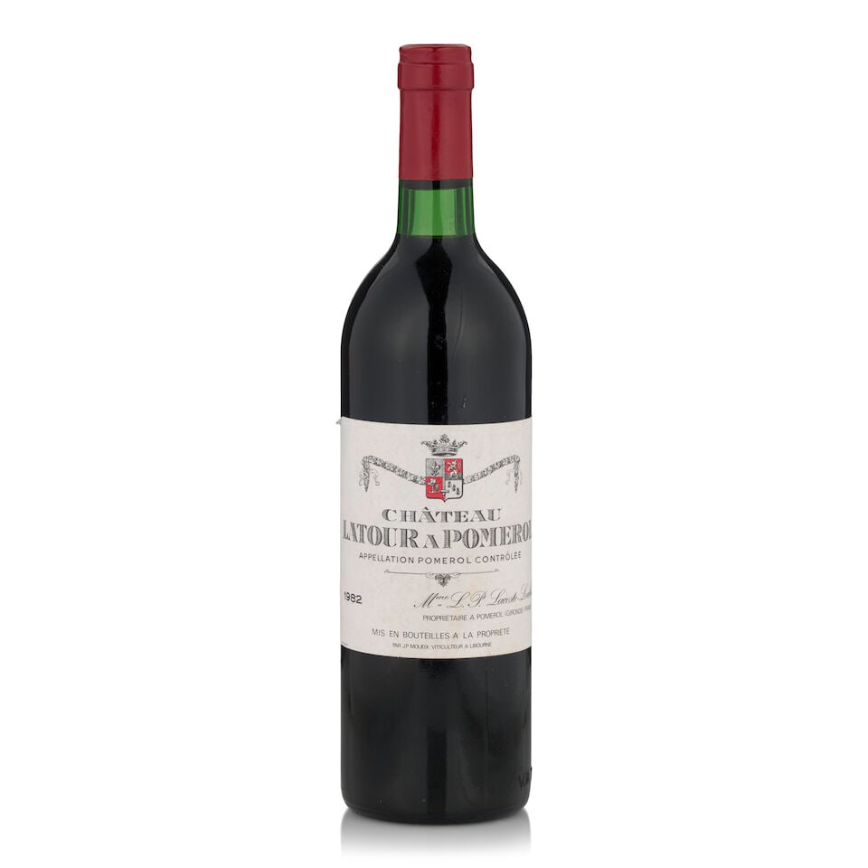 Château Latour à Pomerol, 1982 (1 bottle, 750ml): Château Latour à Pomerol, 1982 (1 bottle, 750ml) Region: Pomerol Fill Level: bottom neck Capsule: small loss Label: lightly stained, nicked Footnotes: Bordeaux, Right Bank This lot is