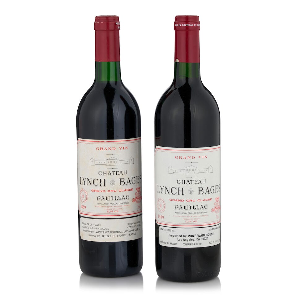 Château Lynch-Bages, 1989 (2 bottles, 750ml): Château Lynch-Bages, 1989 (2 bottles, 750ml) Region: Pauillac Fill Level: bottom neck Notes: separate importers This lot is subject to the following lot symbols: • • Zero rated for ta