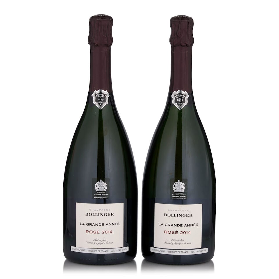 Bollinger, La Grande Année Rosé, 2014 (2 bottles, 750ml): Bollinger, La Grande Année Rosé, 2014 (2 bottles, 750ml) Region: Aÿ Footnotes: Champagne This lot is subject to the following lot symbols: • • Zero rated for tax, no tax