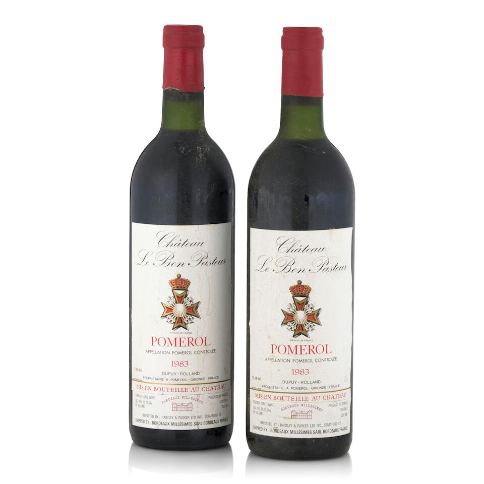 Château le Bon Pasteur, 1983 (2 bottles, 750ml): Château le Bon Pasteur, 1983 (2 bottles, 750ml) Region: Pomerol Fill Level: very top shoulder Capsule: lightly nicked Label: bin soiled This lot is subject to the following lot symbols: • &